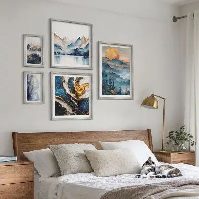 Modernes Wandbilder-Set mit Berglandschaften im Westen