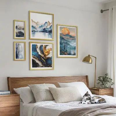 Modernes Wandbilder-Set mit Berglandschaften im Westen