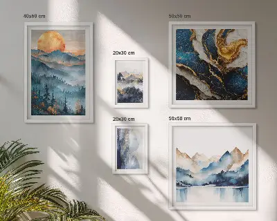 Modernes Wandbilder-Set mit Berglandschaften im Westen