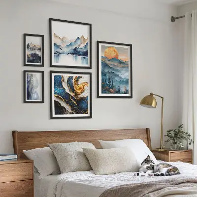 Modernes Wandbilder-Set mit Berglandschaften im Westen