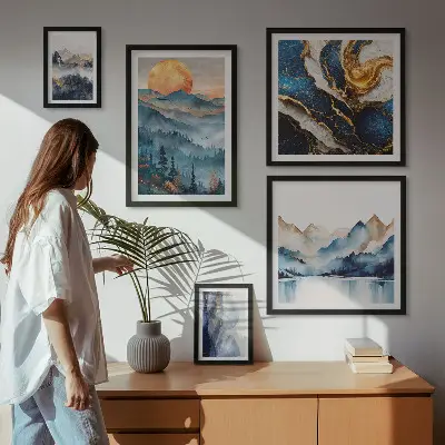 Modernes Wandbilder-Set mit Berglandschaften im Westen