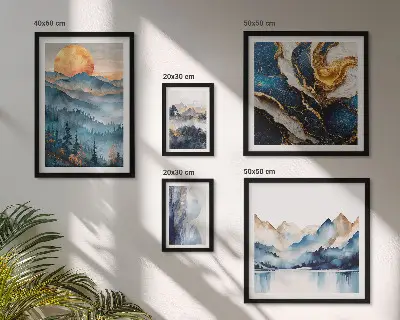 Modernes Wandbilder-Set mit Berglandschaften im Westen