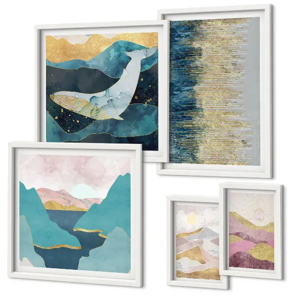 Wandbilder-Set abstrakte Berge und modernes Meer