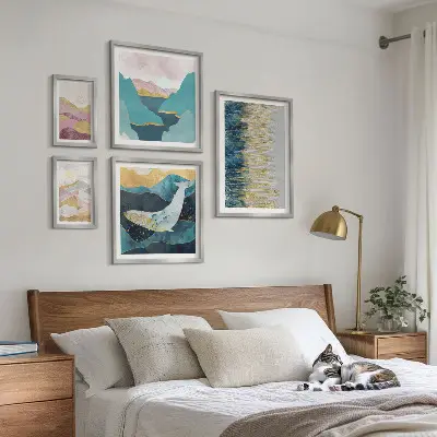 Wandbilder-Set abstrakte Berge und modernes Meer
