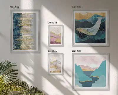 Wandbilder-Set abstrakte Berge und modernes Meer