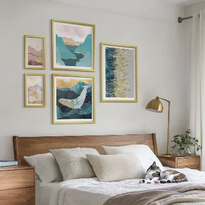 Wandbilder-Set abstrakte Berge und modernes Meer