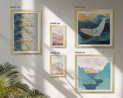 Wandbilder-Set abstrakte Berge und modernes Meer