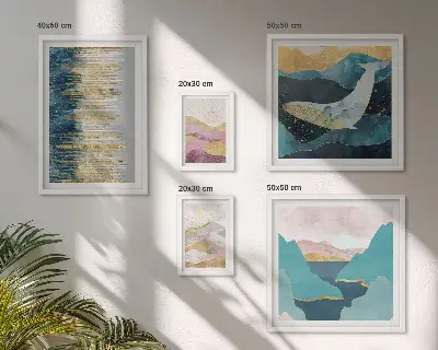 Wandbilder-Set abstrakte Berge und modernes Meer