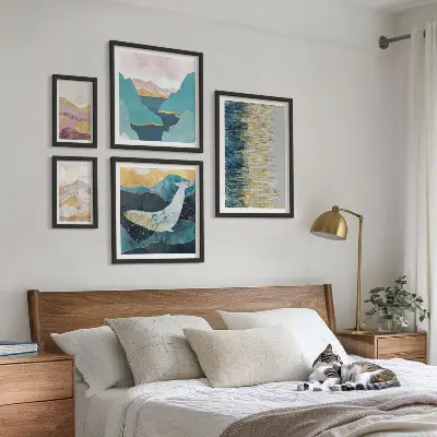 Wandbilder-Set abstrakte Berge und modernes Meer