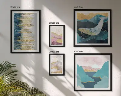 Wandbilder-Set abstrakte Berge und modernes Meer