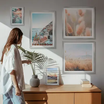 Modernes Wandbilder-Set mit Küstenlandschaften in der Natur