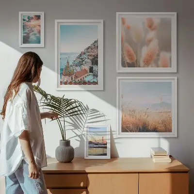 Modernes Wandbilder-Set mit Küstenlandschaften in der Natur