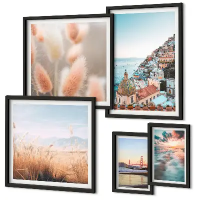 Modernes Wandbilder-Set mit Küstenlandschaften in der Natur
