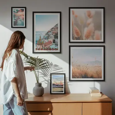 Modernes Wandbilder-Set mit Küstenlandschaften in der Natur