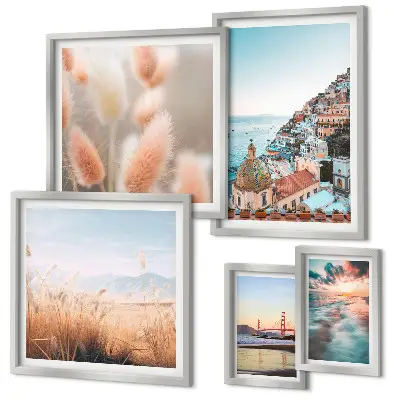 Modernes Wandbilder-Set mit Küstenlandschaften in der Natur