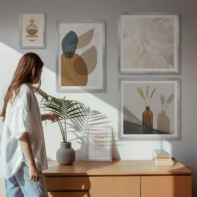 Bilderset fürs Sofa mit Boho Pflanzendekorationen