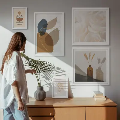 Bilderset fürs Sofa mit Boho Pflanzendekorationen
