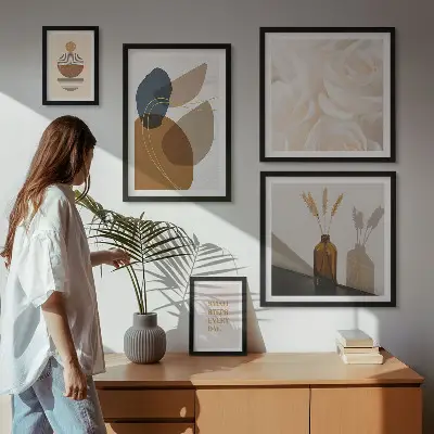 Bilderset fürs Sofa mit Boho Pflanzendekorationen