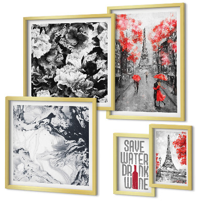 Bildergalerie-set für die wand Pariser Blumen und Muster