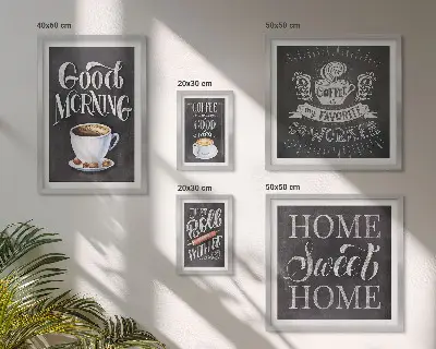 Modernes Wandbilder-Set mit rustikalen Kaffee-Inspirationen