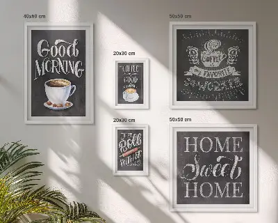 Modernes Wandbilder-Set mit rustikalen Kaffee-Inspirationen