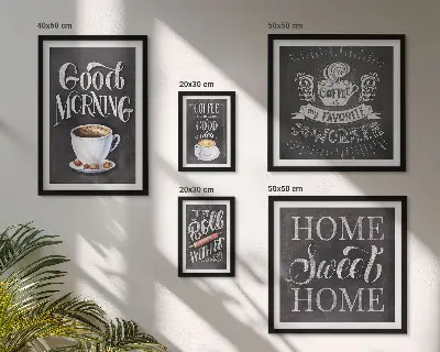 Modernes Wandbilder-Set mit rustikalen Kaffee-Inspirationen