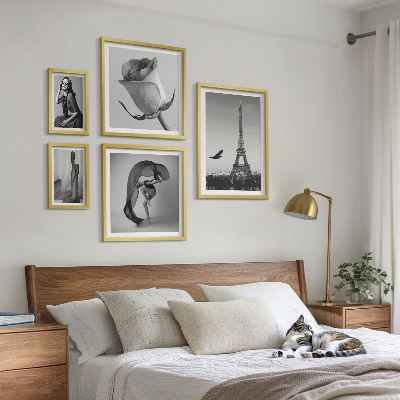 Bilderset fürs sofa Stilvolles Schwarz-Weiß-Paris