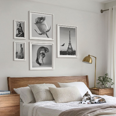 Bilderset fürs sofa Stilvolles Schwarz-Weiß-Paris