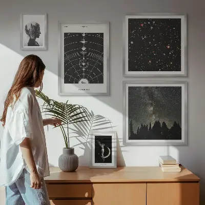 Wandbilder-Set mit kosmischen Galaxie-Motiven