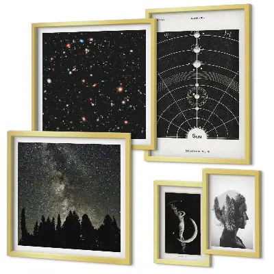 Wandbilder-Set mit kosmischen Galaxie-Motiven