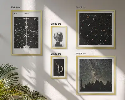 Wandbilder-Set mit kosmischen Galaxie-Motiven