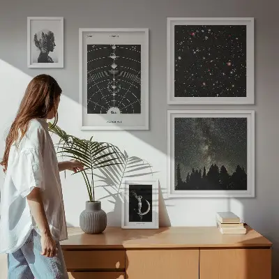 Wandbilder-Set mit kosmischen Galaxie-Motiven