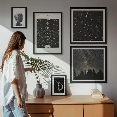 Wandbilder-Set mit kosmischen Galaxie-Motiven