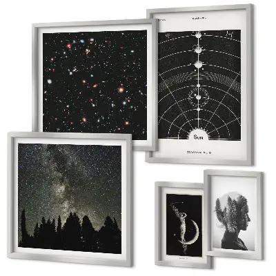 Wandbilder-Set mit kosmischen Galaxie-Motiven
