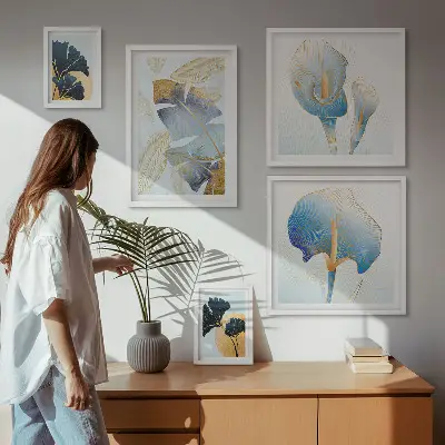 Modernes Wandbilder-Set mit Pflanzenmotiven