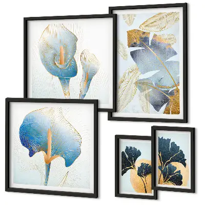 Modernes Wandbilder-Set mit Pflanzenmotiven