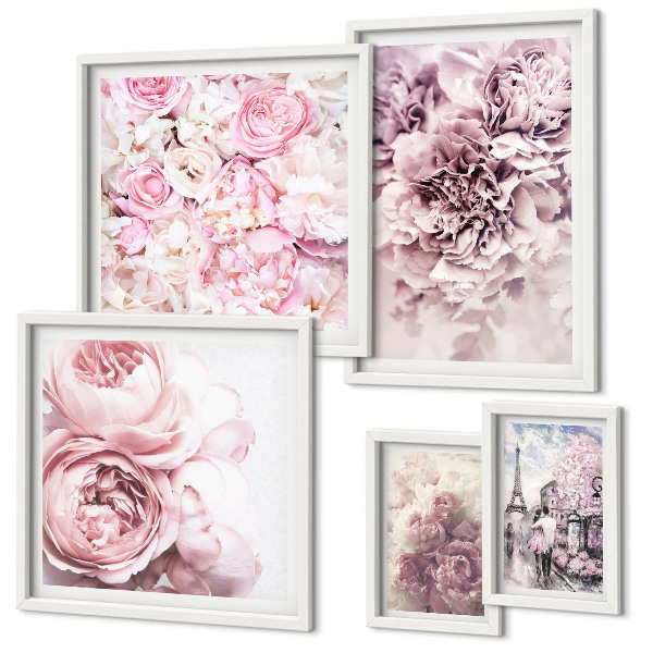 Modernes wandbilder-set Vintage-Blumenarrangements