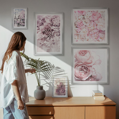 Modernes wandbilder-set Vintage-Blumenarrangements