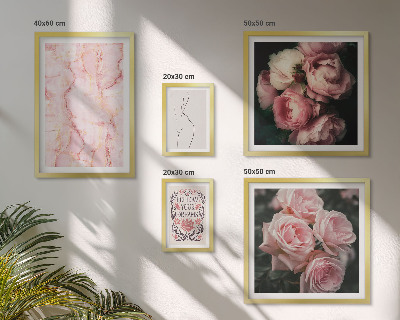 Modernes wandbilder-set Rosa Blumen im Boho-Stil