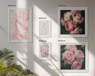 Modernes wandbilder-set Rosa Blumen im Boho-Stil