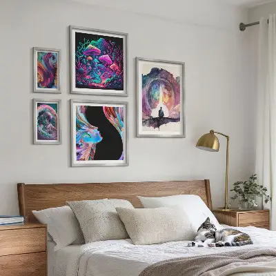 Bilderset fürs Sofa kosmische Inspirationen im surrealistischen Stil