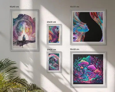 Bilderset fürs Sofa kosmische Inspirationen im surrealistischen Stil