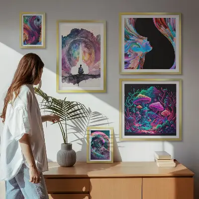Bilderset fürs Sofa kosmische Inspirationen im surrealistischen Stil
