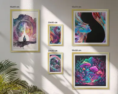Bilderset fürs Sofa kosmische Inspirationen im surrealistischen Stil