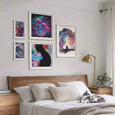 Bilderset fürs Sofa kosmische Inspirationen im surrealistischen Stil