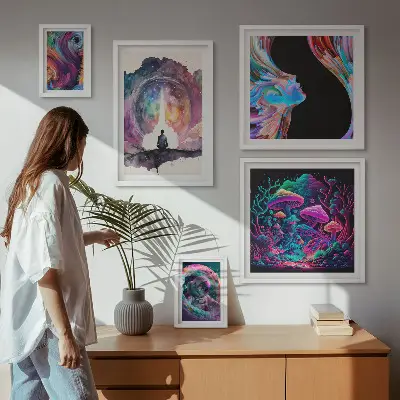 Bilderset fürs Sofa kosmische Inspirationen im surrealistischen Stil