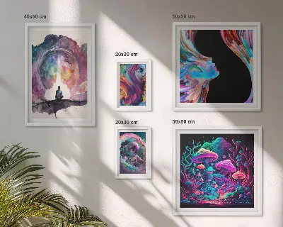 Bilderset fürs Sofa kosmische Inspirationen im surrealistischen Stil