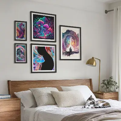 Bilderset fürs Sofa kosmische Inspirationen im surrealistischen Stil