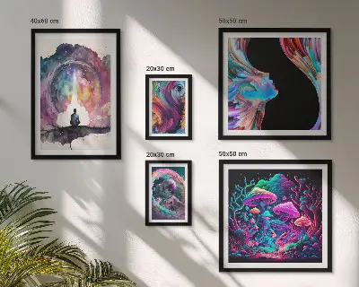 Bilderset fürs Sofa kosmische Inspirationen im surrealistischen Stil