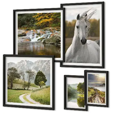 Wandbilder-Set Landschaften mit Pferdemotiv